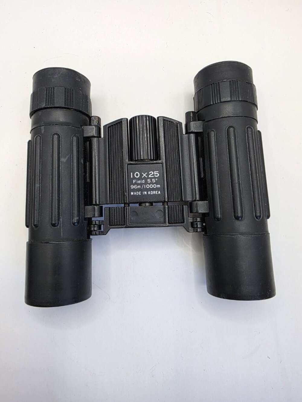 Compact 10x25 Binoculars Made in Korea Field 5.5° Black with Carry Case